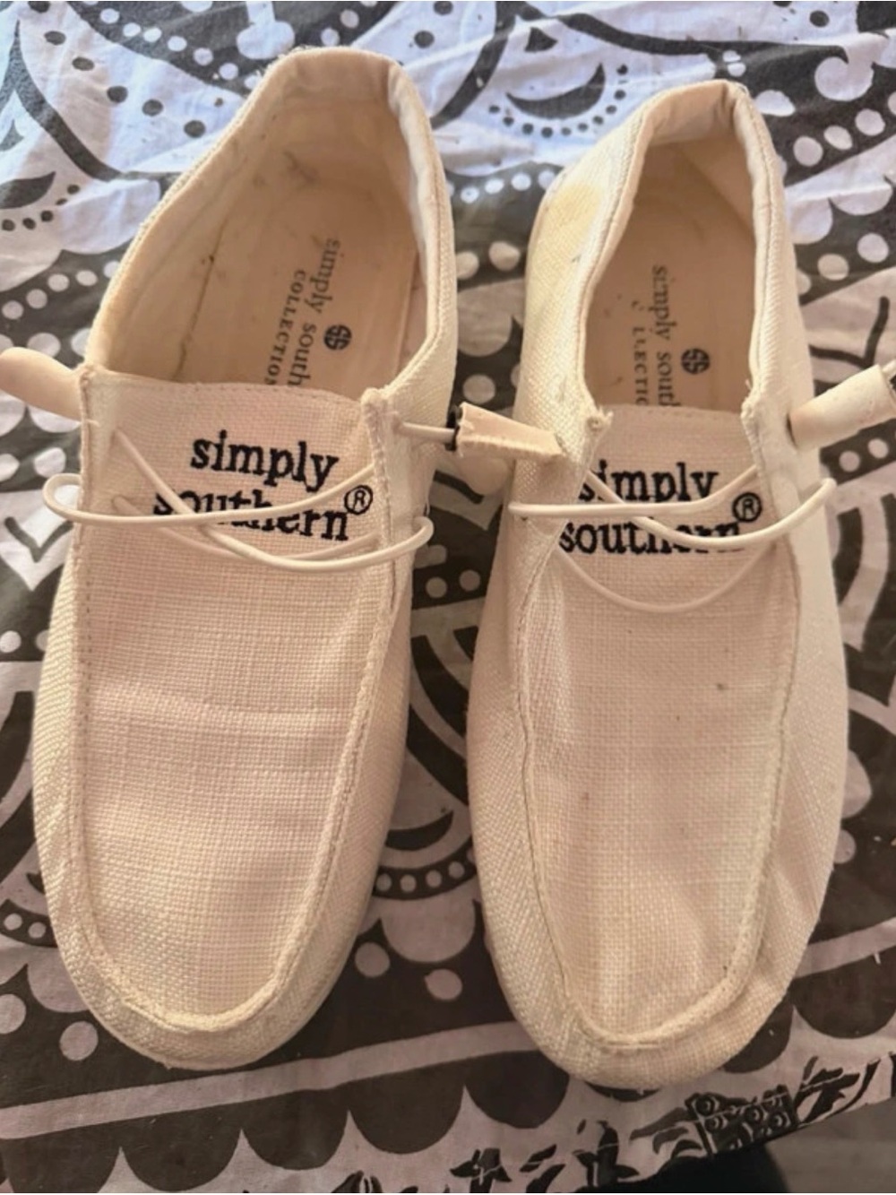Simply Southern Off-White Canvas Slip-On Loafers